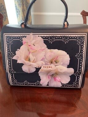 Ted Baker Black Satchel with Pink Floral Print